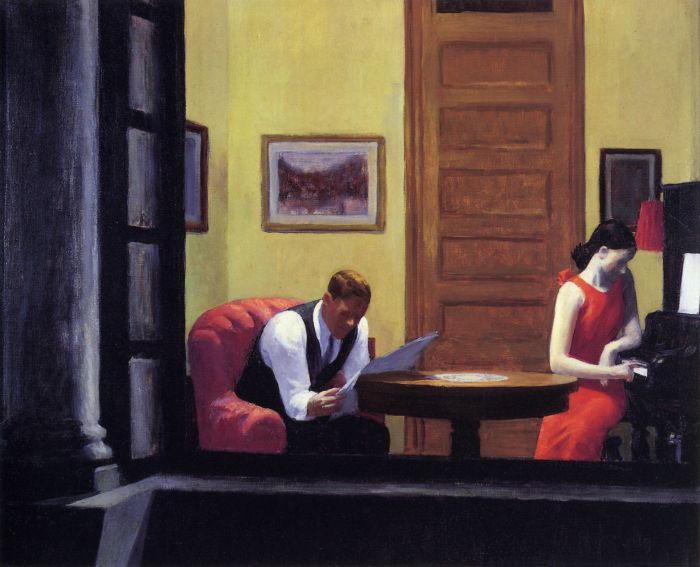 Room in New York, a 1932 painting by Edward Hopper