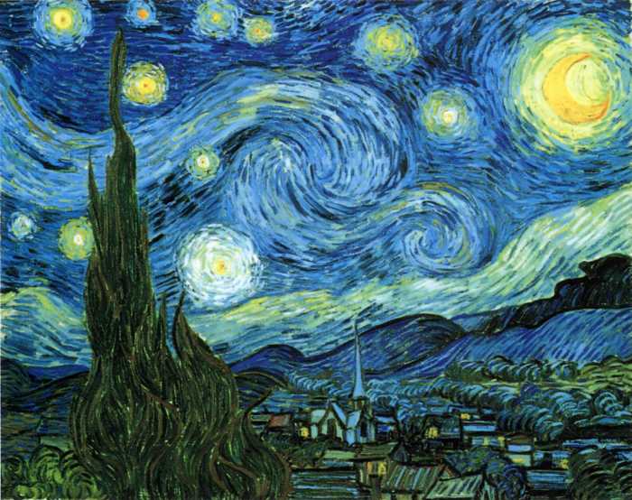 The Starry Night, the famous 1889 painting by by Vincent van Gogh