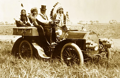 Geronimo in a car