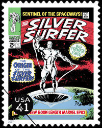 The second of the two 2007 U.S. postage stamps honoring Marvel Comics The Silver Surfer.