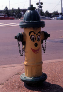 Decorated fire hydrant at the 1981 Banana Festival, Fulton KY - S. Fulton TN