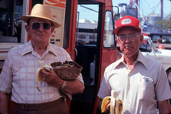 Two proud banana lovers at the 1981 Banana Festival in Fulton KY - S. Fulton TN