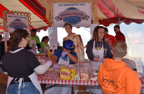 Elvis magically appeared in the 'Puddin' Path' tent at the 2014 Banana Pudding Festival.